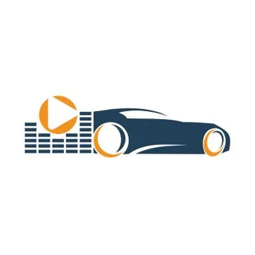 Audio Car System Volume Player Music Logo Template Isolated Stock Illustration