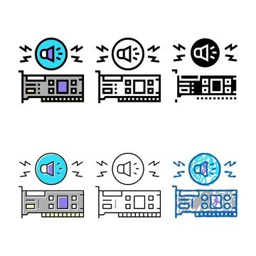 Audio card computer component designs color icon vector Illustrazione stock