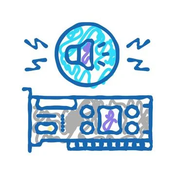 Audio card computer component icon doodle illustration Stock-Illustration