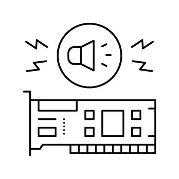 Audio card computer component line icon vector illustration Stock Illustration