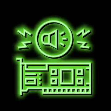 Audio card computer component neon glow icon illustration 스톡 일러스트