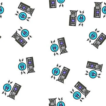 Audio card computer component vector seamless pattern Stock Illustration