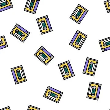 Audio casette vector seamless pattern sign Stock Illustration