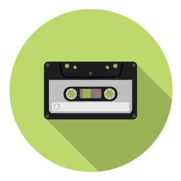 Audio Cassette Flat Icon Stock Illustration