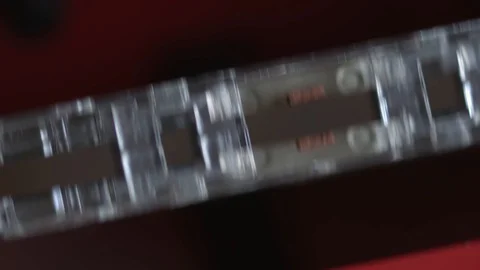 The Audio Cassette is Inserted Into the Tape Recorder Stock Footage 87056664