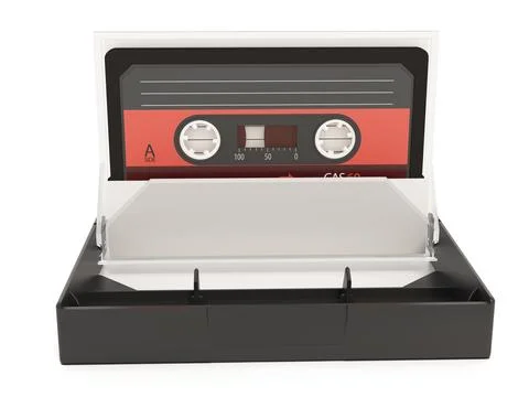 Audio cassette isolated on white background. 3D illustration Stock Illustration
