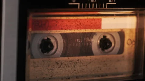 Audio Cassette Playback in Vintage Tape Recorder Stock Footage 228862053