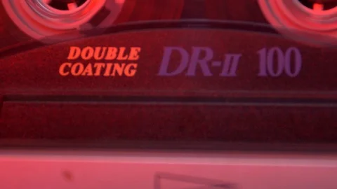 Audio Cassette in the Player. Close-up Stock Footage 86093590