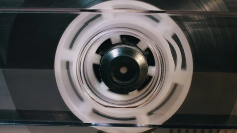 Audio Cassette in the Player. Close-up Stock Footage 114315233