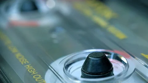 Audio cassette playing, audio tape recorder. Stock Footage 80730193