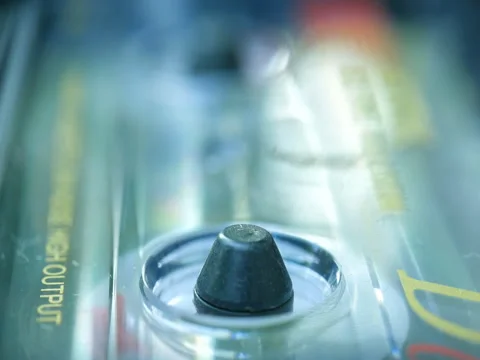 Audio cassette playing, audio tape recorder. Stock Footage
