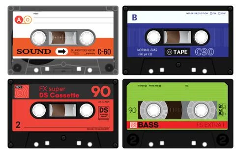Audio cassette records Stock Illustration