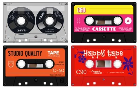 Audio cassette records 스톡 일러스트