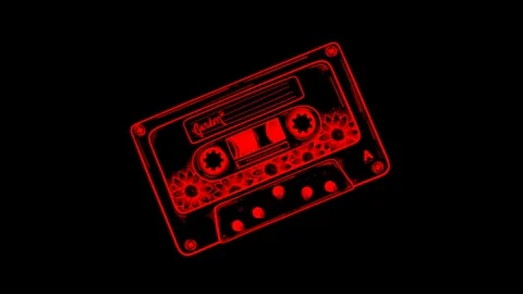 Audio Cassette red Vector Icon Isolated on black Background Stock Footage 325562883