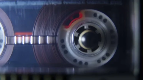Audio cassette reel playing Video stock 76280452