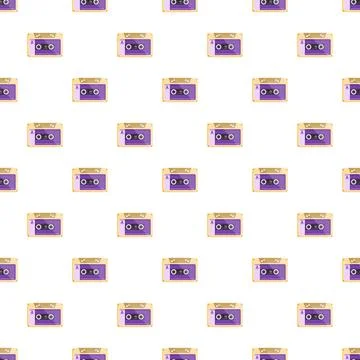 Audio cassette retro seamless pattern background Stock Illustration