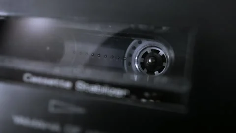 Audio Cassette Spooling in Extreme Macro Video stock 138442086