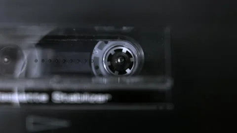Audio Cassette Spooling in Extreme Macro Video stock 138442371