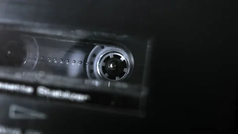 Audio Cassette Spooling in Extreme Macro Stock Footage 138442976