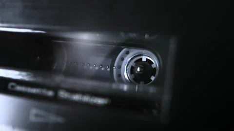 Audio Cassette Spooling in Extreme Macro Video stock 138443141