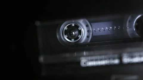 Audio Cassette Spooling in Extreme Macro Video stock 138443383
