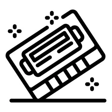 Audio cassette tape lying on a surface emitting sparkles, representing nostalgia Stock Illustration