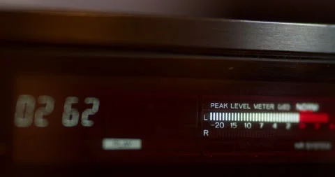 Audio Cassette Tape Machine. Audio Peak Level Meters. Stock Footage 167531730