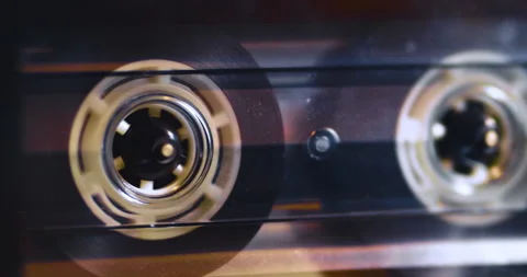 Audio Cassette Tape Machine. Plays, Stops, Rewinds, Plays again. Macro Stock Footage 167531920