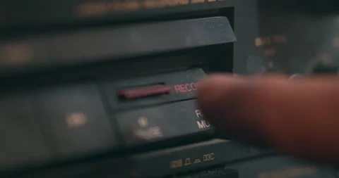 Audio Cassette Tape Machine. Press Recording Button With Sound. Video stock 167531008