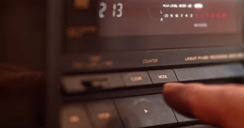 Audio Cassette Tape Machine. Pressing Play and Stop Buttons. With Sound. Stock Footage 167531522