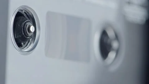 Audio cassette tape playing Video stock 165448839