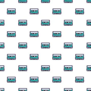 Audio cassette tapes creating seamless vintage pattern Stock Illustration