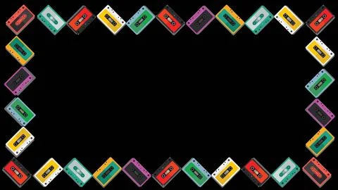 Audio cassette tapes makes Pattern with retro style illustration Stock Illustration