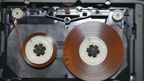 The audio cassette turns on on is reproduced in a player Video stock 80781820