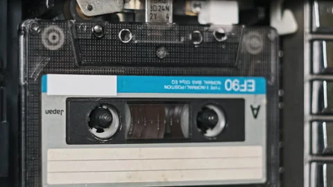 Audio Cassettes Changing in a Retro Tape Player Close-Up Video stock 261025468