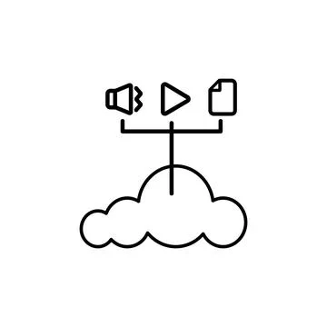 Audio cloud file video online icon. Simple line, outline vector of e-learning Stock Illustration