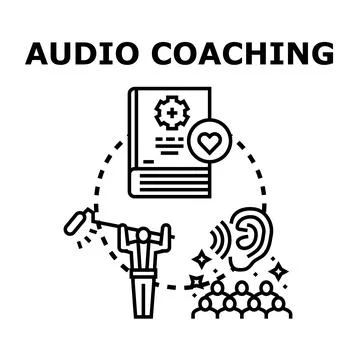 Audio coaching concept offering personal development and learning 库存插图