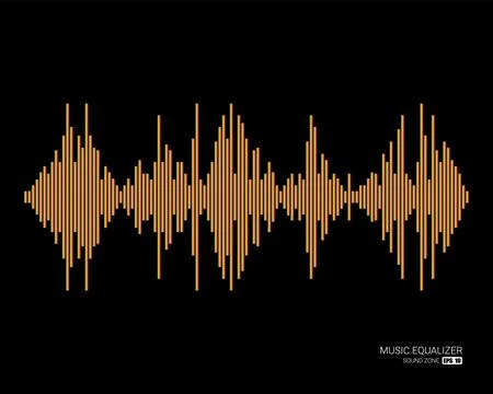 Audio color wave logo. Pulse music player on black Stock Illustration