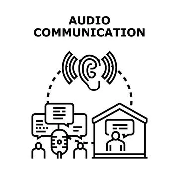 Audio communication concept with hearing and speaking Illustration