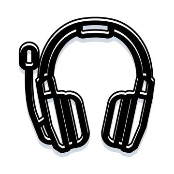 Audio communication device with headset and microphone icon 스톡 일러스트