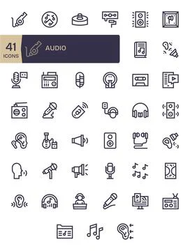 Audio Comprehensive Vector Bundle with 41 Display Perfect Bold Line 64x64 Ico イラスト素材