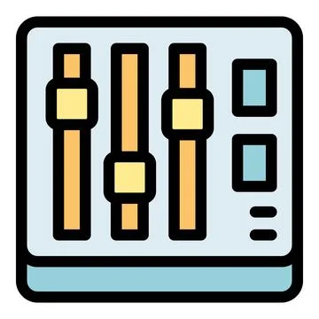 Audio control panel showing faders and buttons for mixing music Stock Illustration