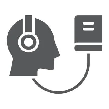 Audio Course glyph icon, e learning and education Stock Illustration