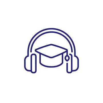 Audio course icon, line vector Stockillustratie