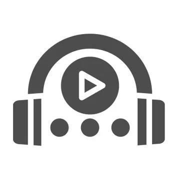 Audio course solid icon. Headphones and play sign vector illustration isolated Stock Illustration
