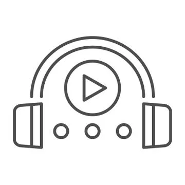 Audio course thin line icon. Headphones and play sign vector illustration Stockillustratie