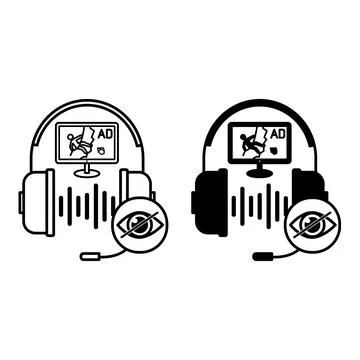 Audio Description Icons. Line and Glyph Vector Illustrations. A Special Sou.. Stock Illustration