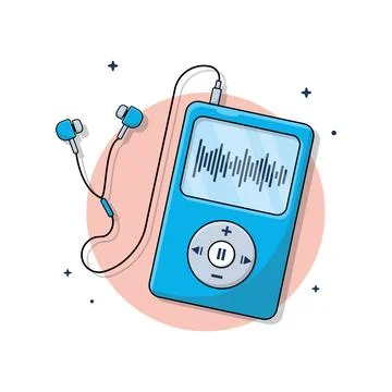 Audio Device and Earphone Vector Illustration. Stock Illustration