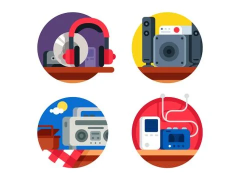 Audio device set Stock Illustration