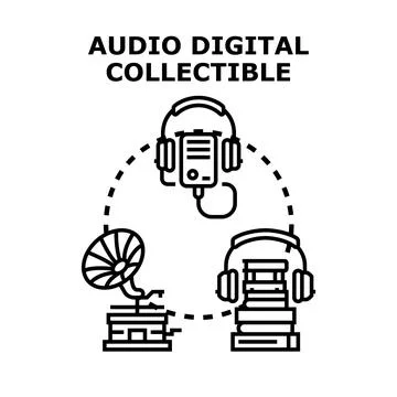 Audio digital collectible evolution and virtual asset concept Stockillustratie